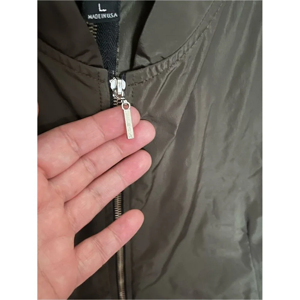 Sun Kim Toronto Olive Green Front and Back Zip Utility Vest Size Large